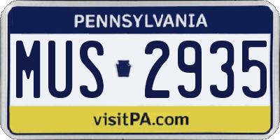 PA license plate MUS2935