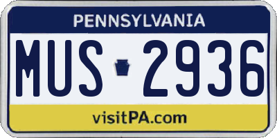 PA license plate MUS2936