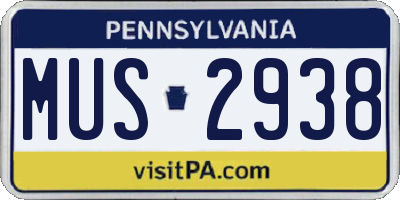 PA license plate MUS2938