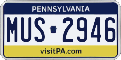 PA license plate MUS2946
