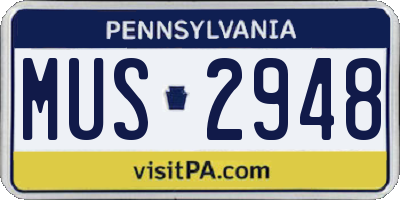 PA license plate MUS2948