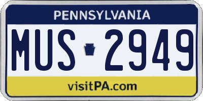 PA license plate MUS2949