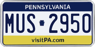 PA license plate MUS2950
