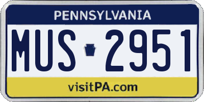 PA license plate MUS2951