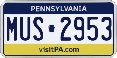 PA license plate MUS2953