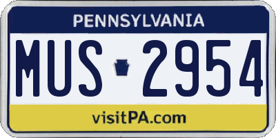 PA license plate MUS2954