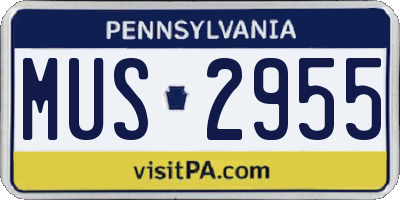 PA license plate MUS2955