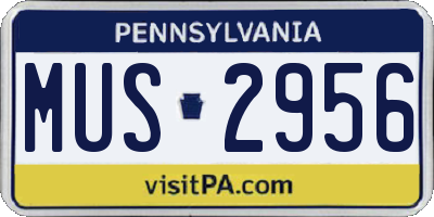 PA license plate MUS2956