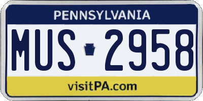 PA license plate MUS2958