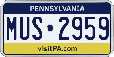 PA license plate MUS2959