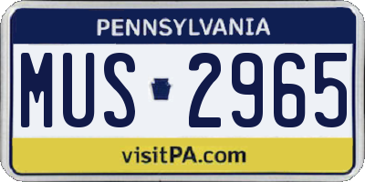 PA license plate MUS2965