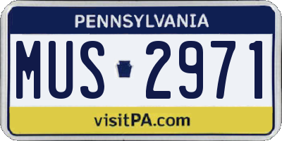 PA license plate MUS2971
