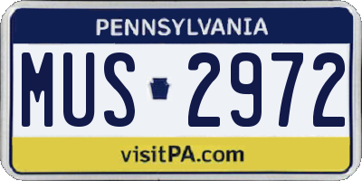 PA license plate MUS2972