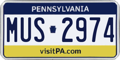 PA license plate MUS2974