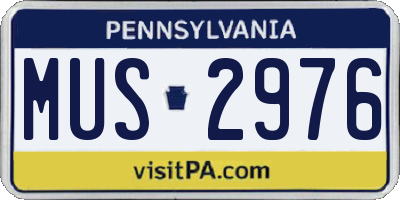 PA license plate MUS2976