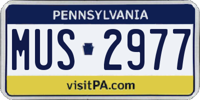PA license plate MUS2977