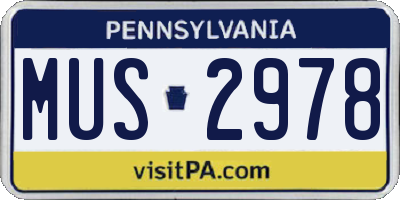 PA license plate MUS2978