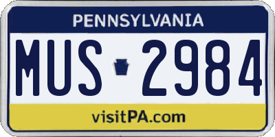 PA license plate MUS2984