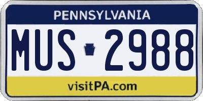 PA license plate MUS2988