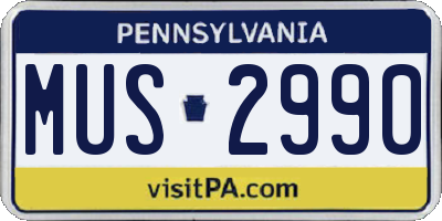 PA license plate MUS2990