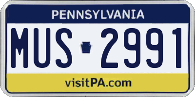 PA license plate MUS2991