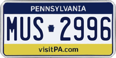 PA license plate MUS2996