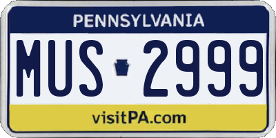 PA license plate MUS2999