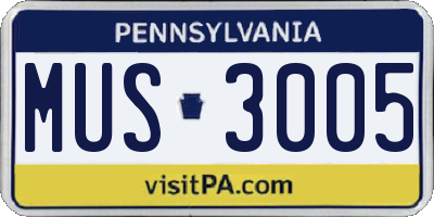 PA license plate MUS3005