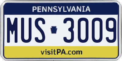 PA license plate MUS3009
