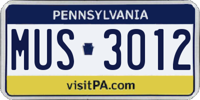 PA license plate MUS3012