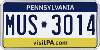 PA license plate MUS3014
