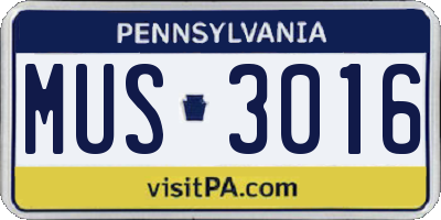 PA license plate MUS3016