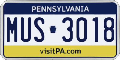 PA license plate MUS3018