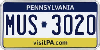 PA license plate MUS3020