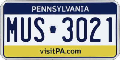 PA license plate MUS3021