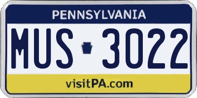 PA license plate MUS3022