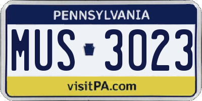 PA license plate MUS3023