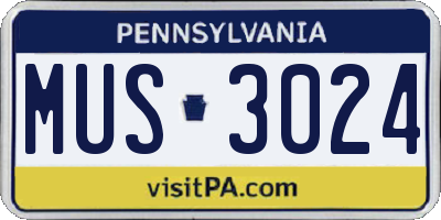 PA license plate MUS3024