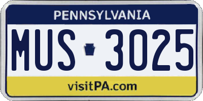 PA license plate MUS3025