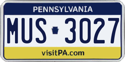 PA license plate MUS3027