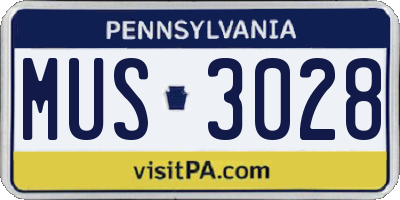 PA license plate MUS3028
