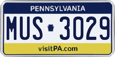 PA license plate MUS3029