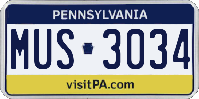 PA license plate MUS3034