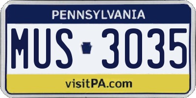 PA license plate MUS3035