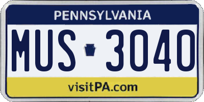 PA license plate MUS3040