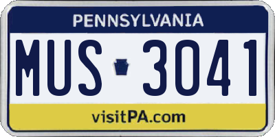 PA license plate MUS3041