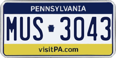 PA license plate MUS3043