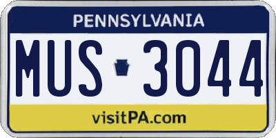 PA license plate MUS3044