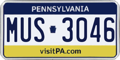 PA license plate MUS3046