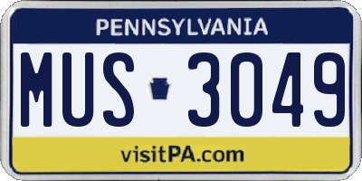 PA license plate MUS3049